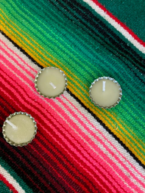 White Beer Bottle Cap Candles